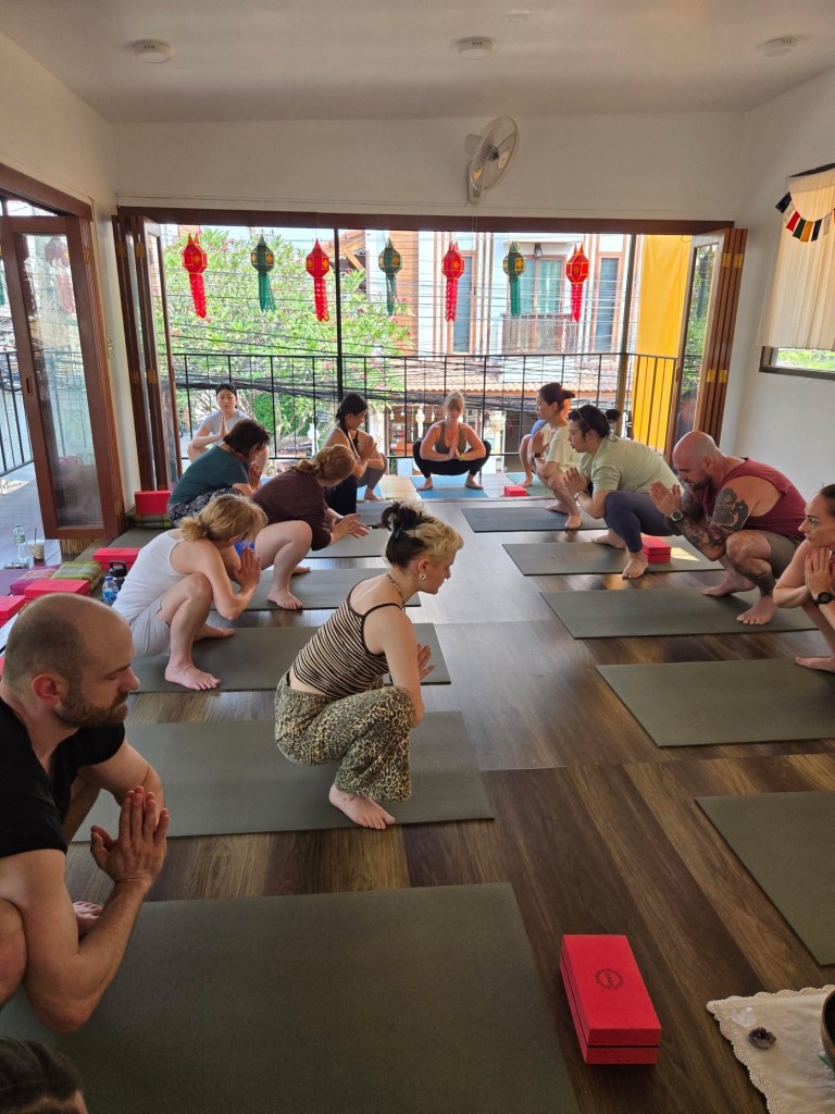 Yoga studio class at Pretzel Yoga Chiang Mai Thailand