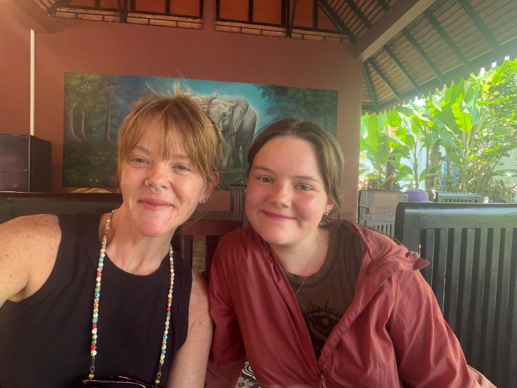 Mother and teenage daughter at Khmer cooking class in Siem Reap Cambodia